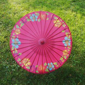 Asian Rice Paper Parasol Vintage Pink